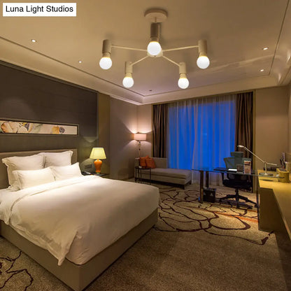 DecorBites™ DecorBites™ Industrial Style Semi Flush Ceiling Light with Open Bulb, Available in Black/White - 3 or 5 Heads