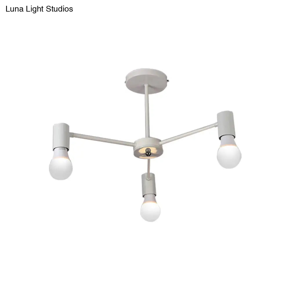 DecorBites™ DecorBites™ Industrial Style Semi Flush Ceiling Light with Open Bulb, Available in Black/White - 3 or 5 Heads