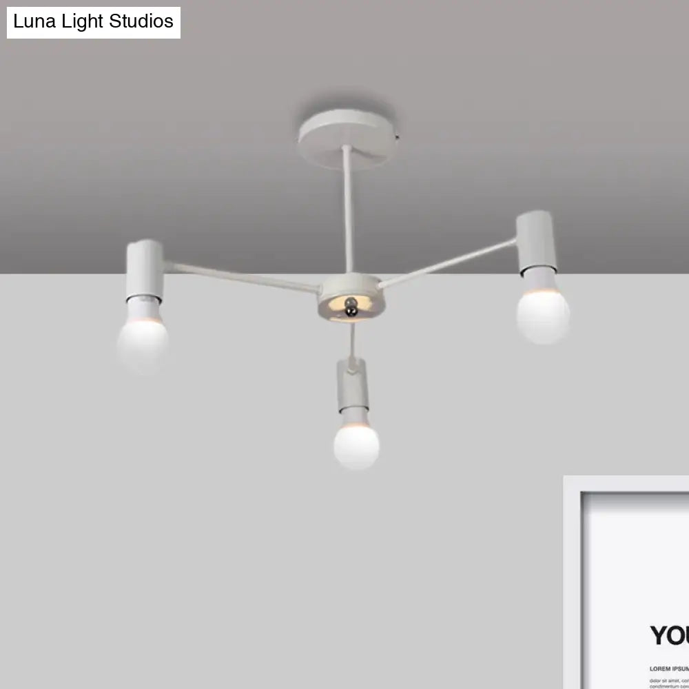DecorBites™ DecorBites™ Industrial Style Semi Flush Ceiling Light with Open Bulb, Available in Black/White - 3 or 5 Heads