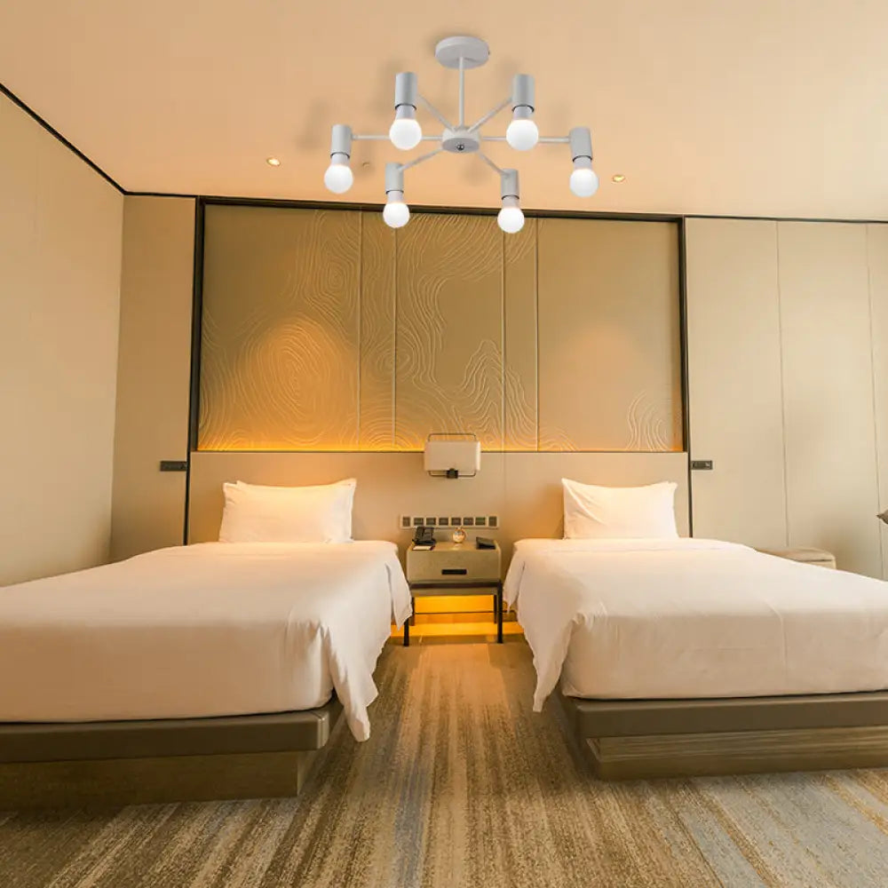 DecorBites™ DecorBites™ Industrial Style Semi Flush Ceiling Light with Open Bulb, Available in Black/White - 3 or 5 Heads