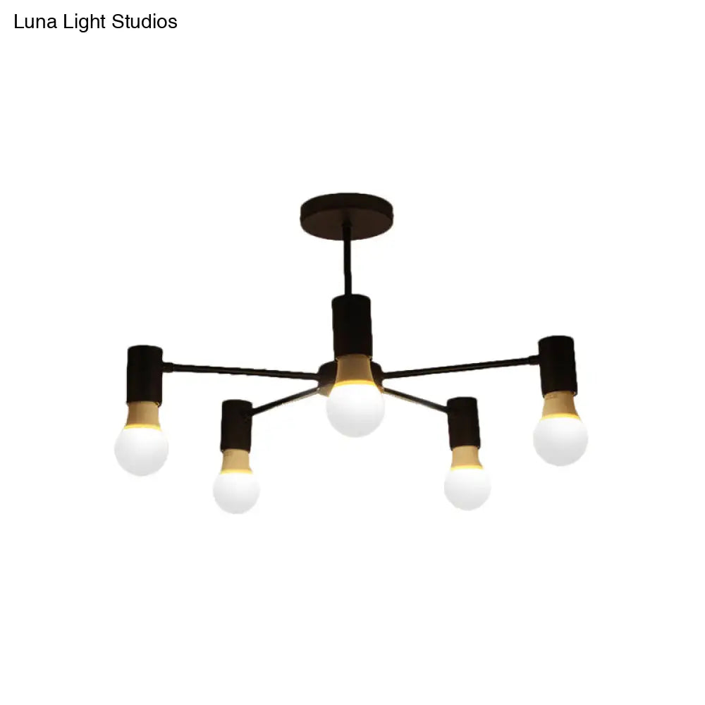DecorBites™ DecorBites™ Industrial Style Semi Flush Ceiling Light with Open Bulb, Available in Black/White - 3 or 5 Heads