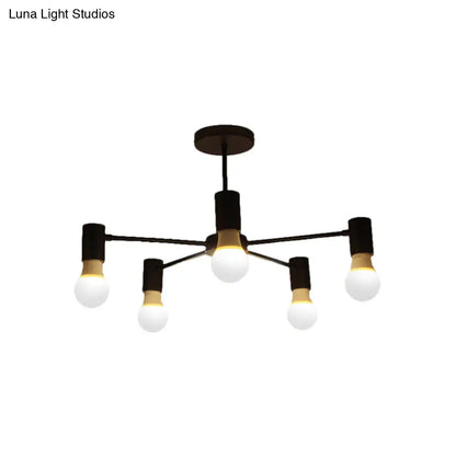 DecorBites™ DecorBites™ Industrial Style Semi Flush Ceiling Light with Open Bulb, Available in Black/White - 3 or 5 Heads