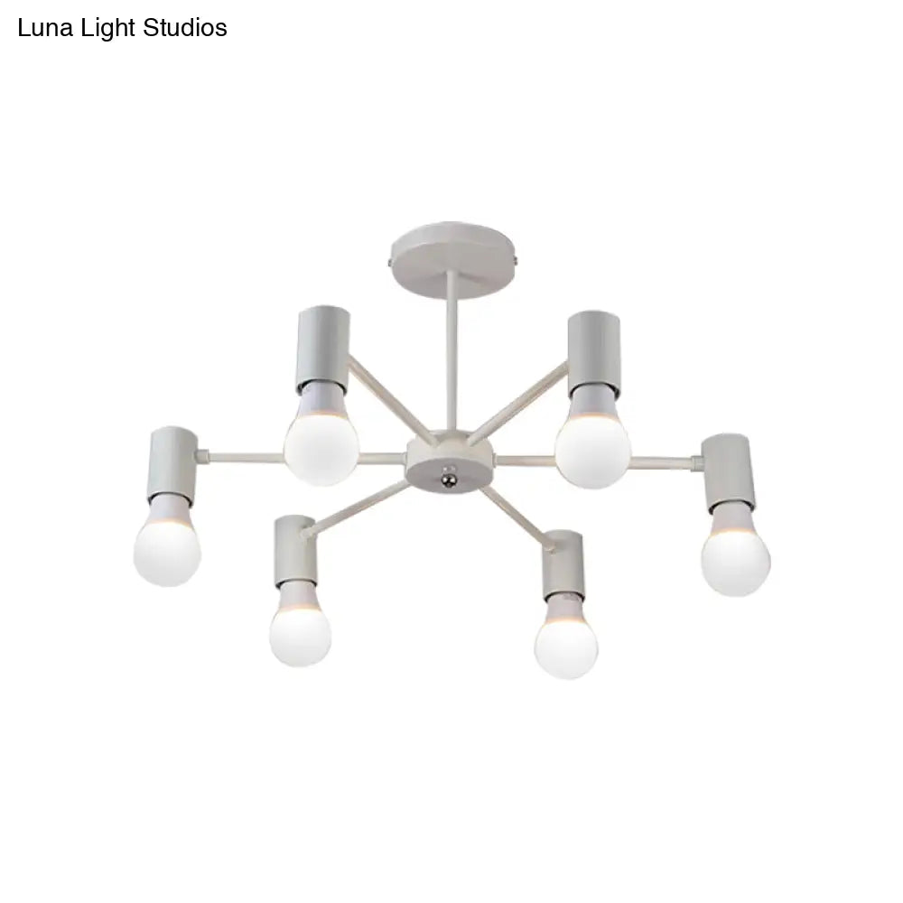 DecorBites™ DecorBites™ Industrial Style Semi Flush Ceiling Light with Open Bulb, Available in Black/White - 3 or 5 Heads