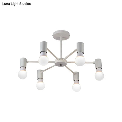 DecorBites™ DecorBites™ Industrial Style Semi Flush Ceiling Light with Open Bulb, Available in Black/White - 3 or 5 Heads