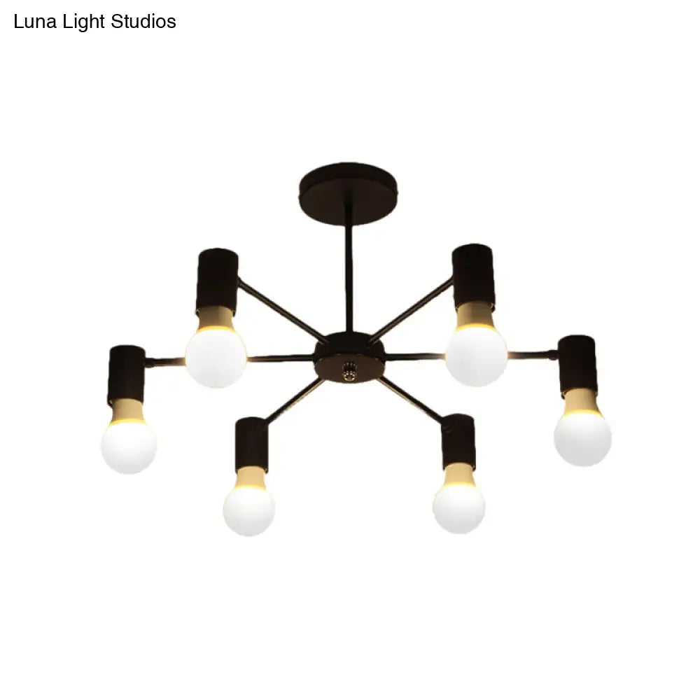 DecorBites™ DecorBites™ Industrial Style Semi Flush Ceiling Light with Open Bulb, Available in Black/White - 3 or 5 Heads