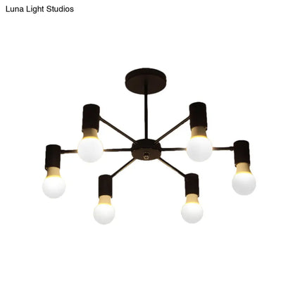 DecorBites™ DecorBites™ Industrial Style Semi Flush Ceiling Light with Open Bulb, Available in Black/White - 3 or 5 Heads