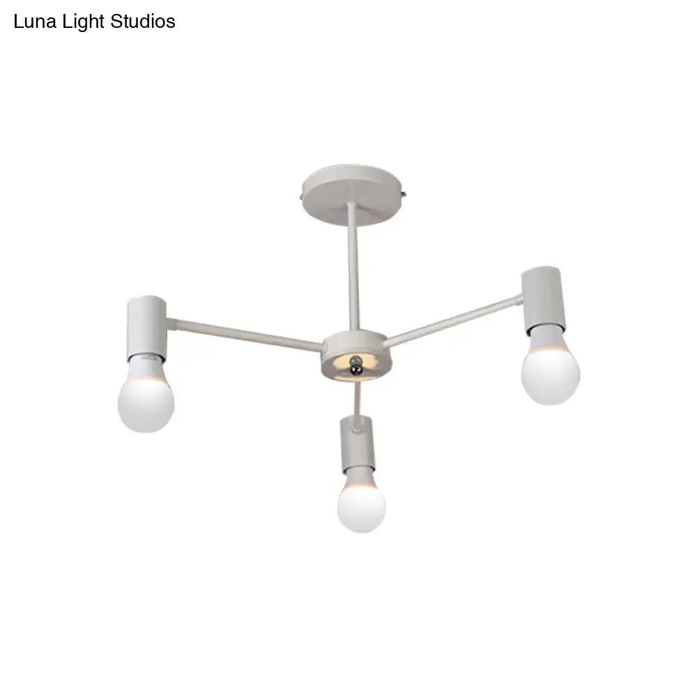 DecorBites™ DecorBites™ Industrial Style Semi Flush Ceiling Light with Open Bulb, Available in Black/White - 3 or 5 Heads