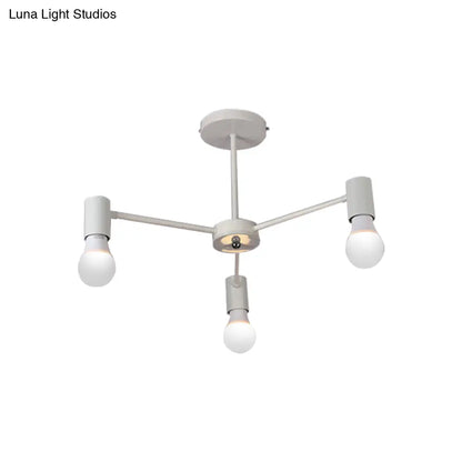 DecorBites™ DecorBites™ Industrial Style Semi Flush Ceiling Light with Open Bulb, Available in Black/White - 3 or 5 Heads