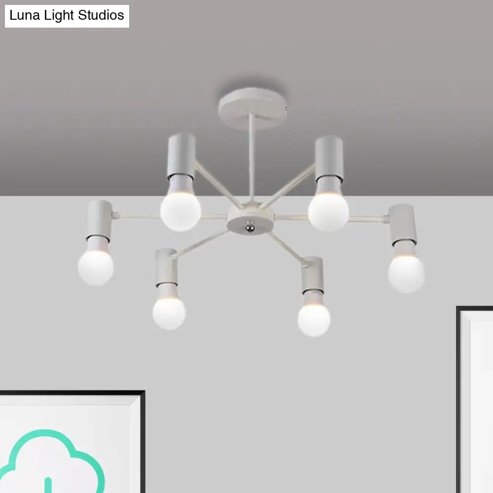 DecorBites™ DecorBites™ Industrial Style Semi Flush Ceiling Light with Open Bulb, Available in Black/White - 3 or 5 Heads