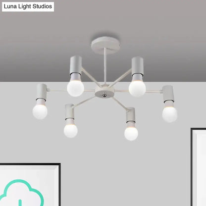 DecorBites™ DecorBites™ Industrial Style Semi Flush Ceiling Light with Open Bulb, Available in Black/White - 3 or 5 Heads