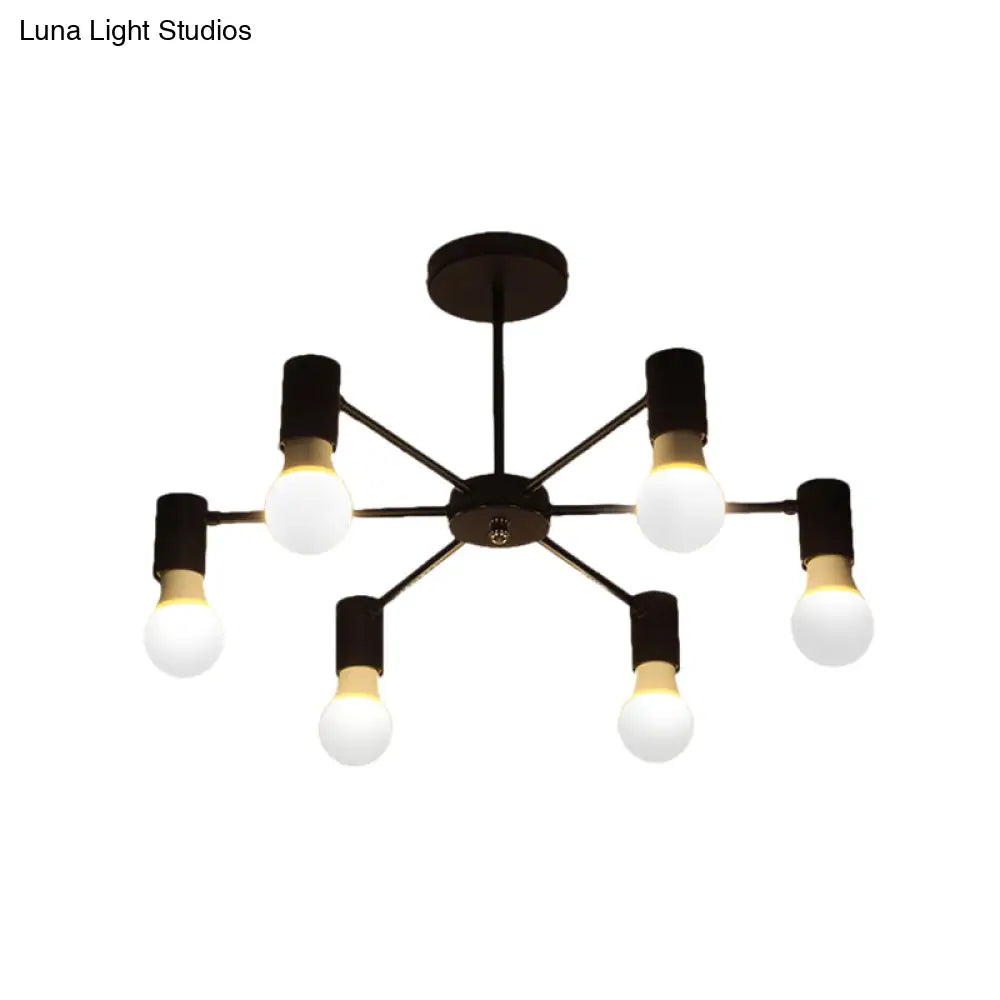 DecorBites™ DecorBites™ Industrial Style Semi Flush Ceiling Light with Open Bulb, Available in Black/White - 3 or 5 Heads