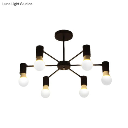 DecorBites™ DecorBites™ Industrial Style Semi Flush Ceiling Light with Open Bulb, Available in Black/White - 3 or 5 Heads