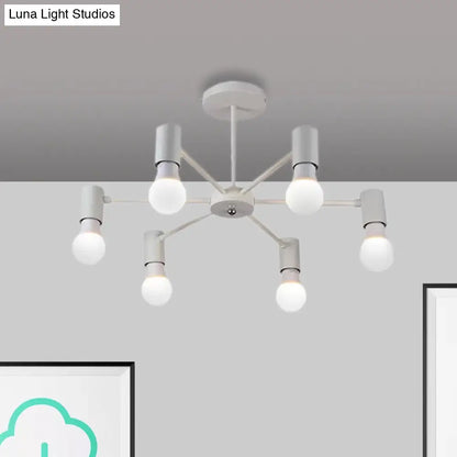 DecorBites™ DecorBites™ Industrial Style Semi Flush Ceiling Light with Open Bulb, Available in Black/White - 3 or 5 Heads