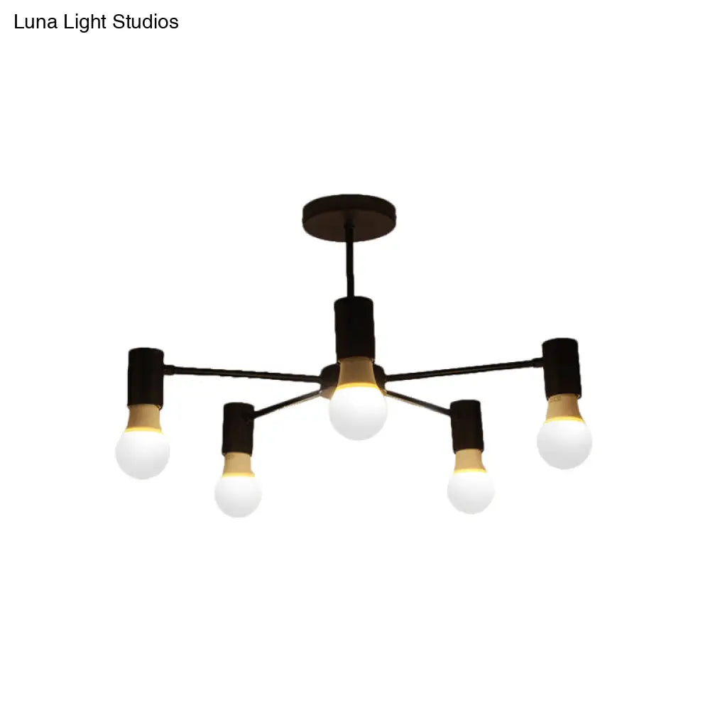 DecorBites™ DecorBites™ Industrial Style Semi Flush Ceiling Light with Open Bulb, Available in Black/White - 3 or 5 Heads