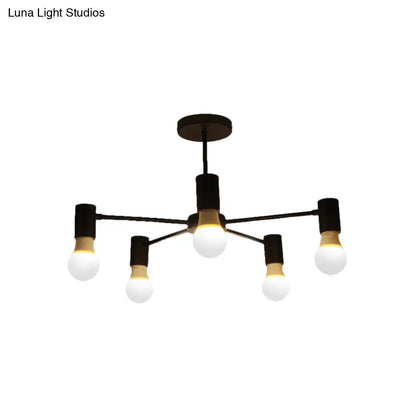 DecorBites™ DecorBites™ Industrial Style Semi Flush Ceiling Light with Open Bulb, Available in Black/White - 3 or 5 Heads