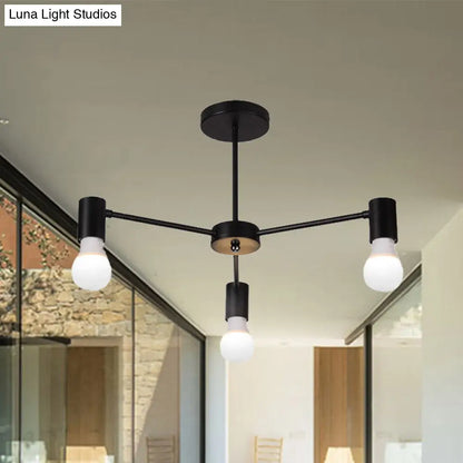 DecorBites™ DecorBites™ Industrial Style Semi Flush Ceiling Light with Open Bulb, Available in Black/White - 3 or 5 Heads