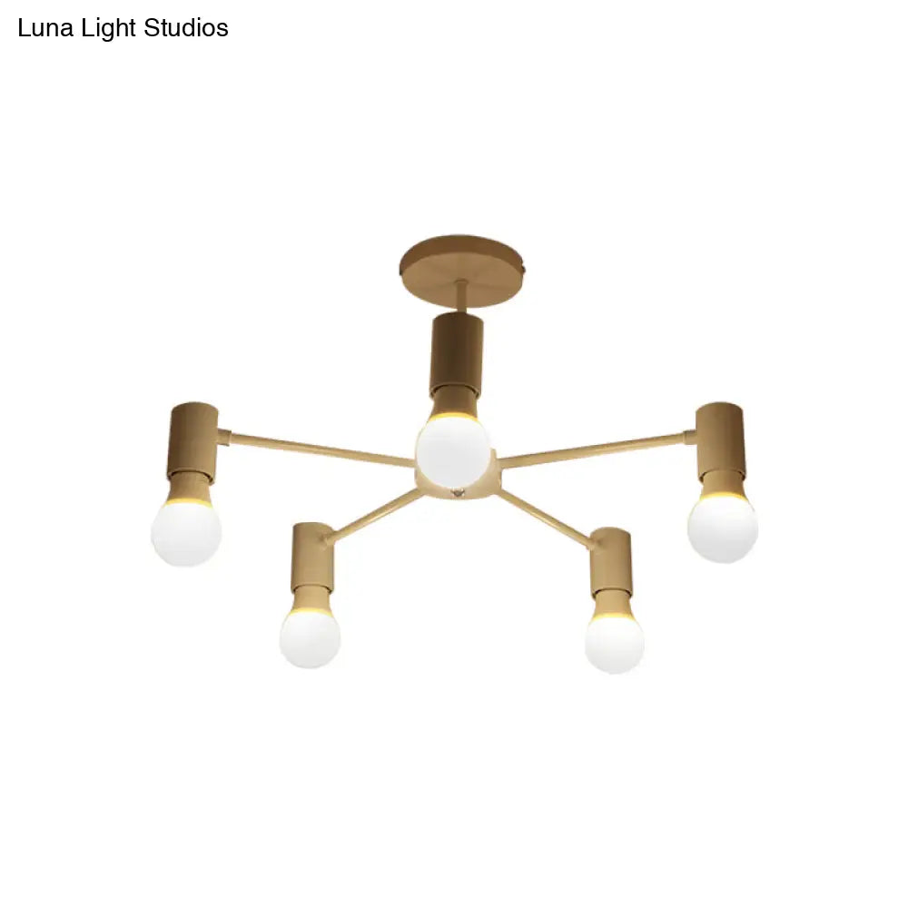 DecorBites™ DecorBites™ Industrial Style Semi Flush Ceiling Light with Open Bulb, Available in Black/White - 3 or 5 Heads