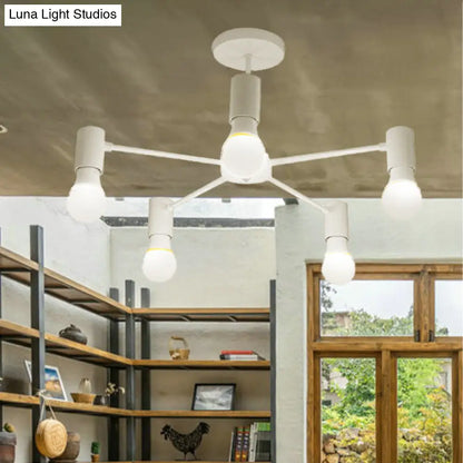 DecorBites™ DecorBites™ Industrial Style Semi Flush Ceiling Light with Open Bulb, Available in Black/White - 3 or 5 Heads