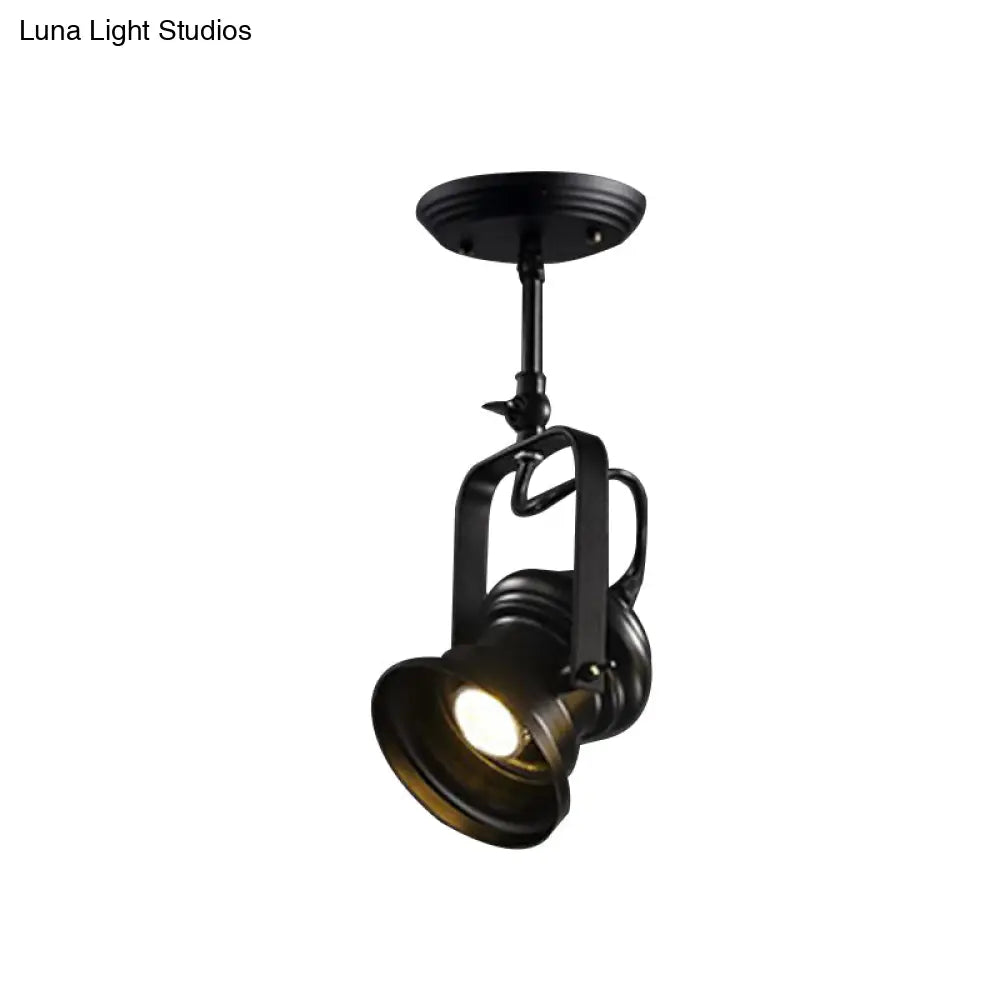 DecorBites™ DecorBites™ Industrial Style Semi Flush mount Light Fixture 1-Light Metal Camera  Spotlight Flush Mount Lamp in Black