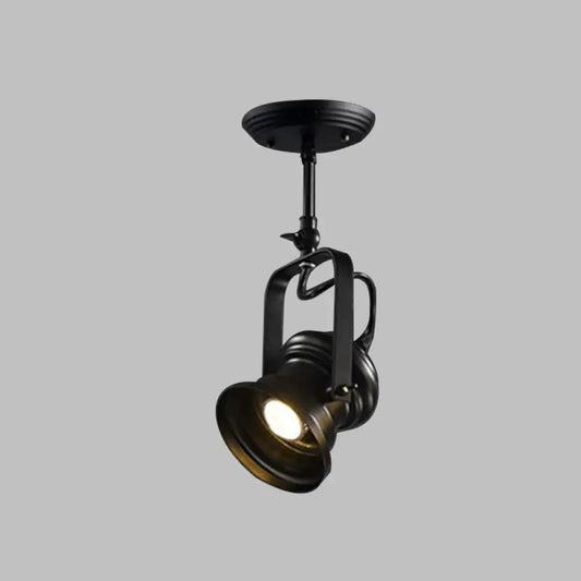 DecorBites™ DecorBites™ Industrial Style Semi Flush mount Light Fixture 1-Light Metal Camera  Spotlight Flush Mount Lamp in Black