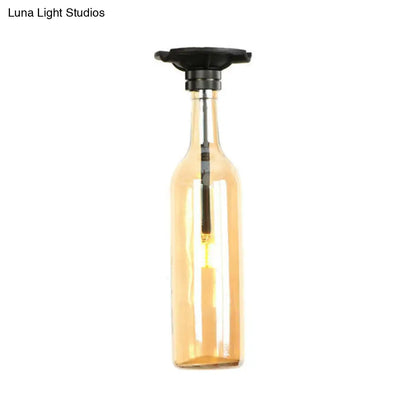 DecorBites™ DecorBites™ Industrial Style Semi-Flush Mount Light with Bottle Glass Shade - Stylish Living Room Lighting