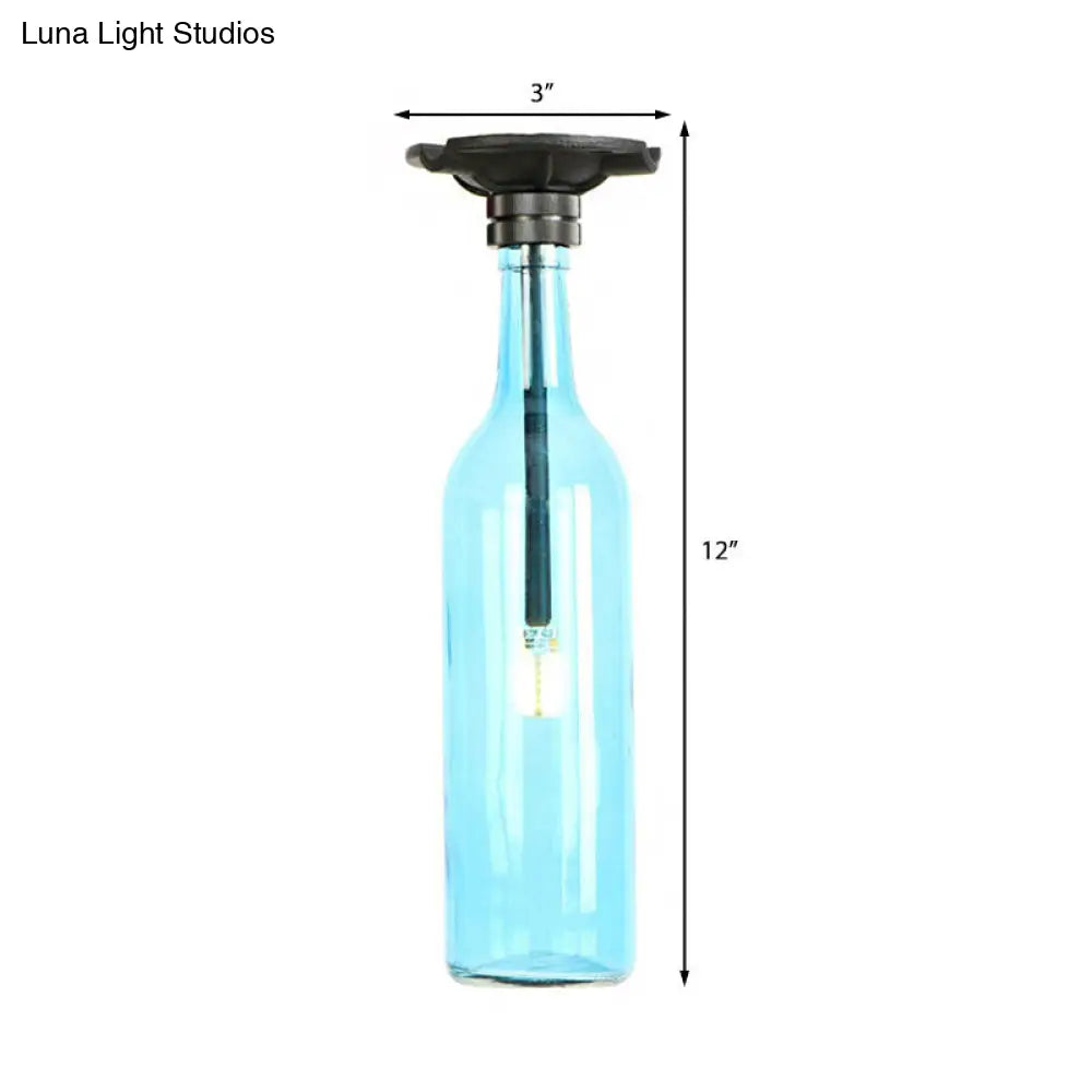 DecorBites™ DecorBites™ Industrial Style Semi-Flush Mount Light with Bottle Glass Shade - Stylish Living Room Lighting