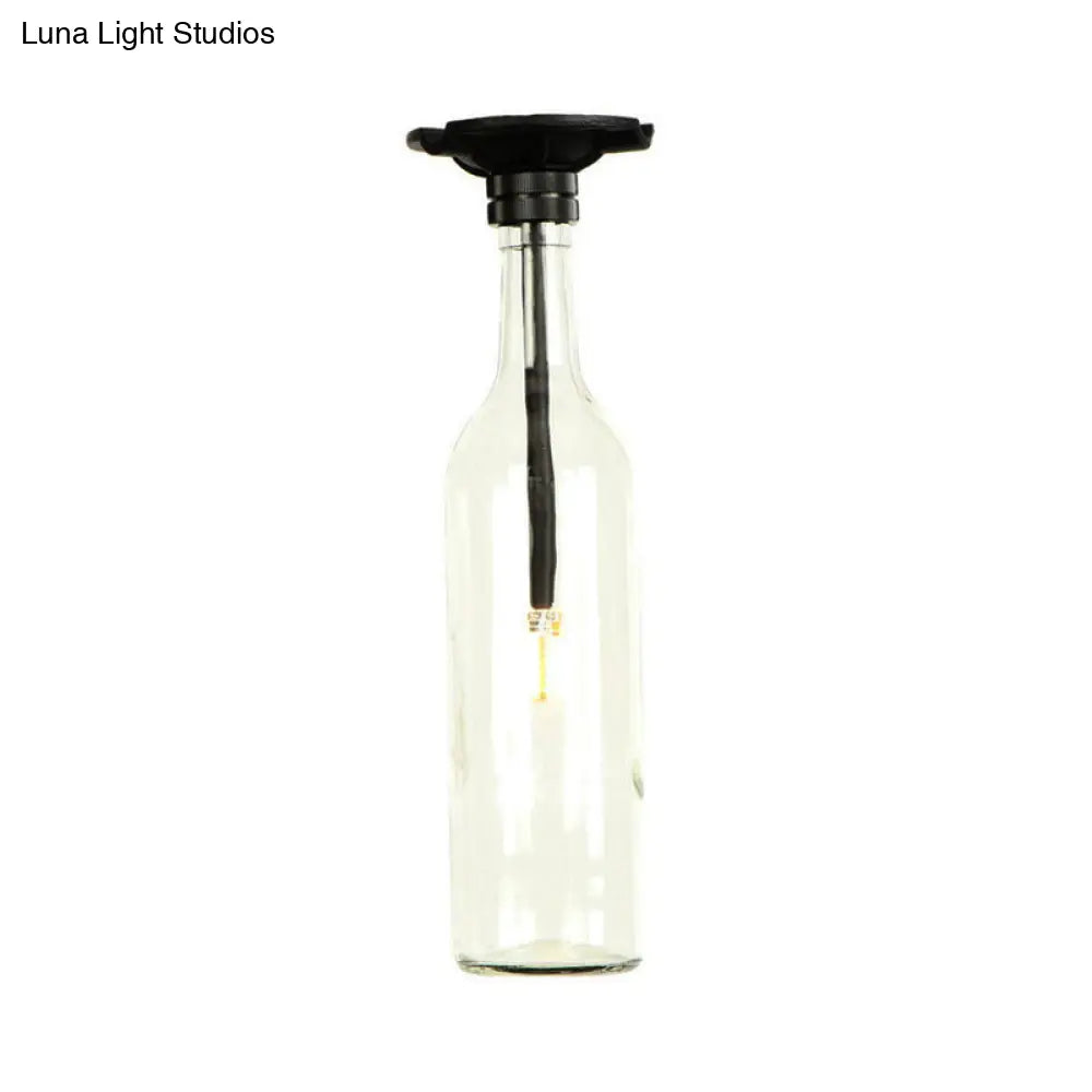 DecorBites™ DecorBites™ Industrial Style Semi-Flush Mount Light with Bottle Glass Shade - Stylish Living Room Lighting