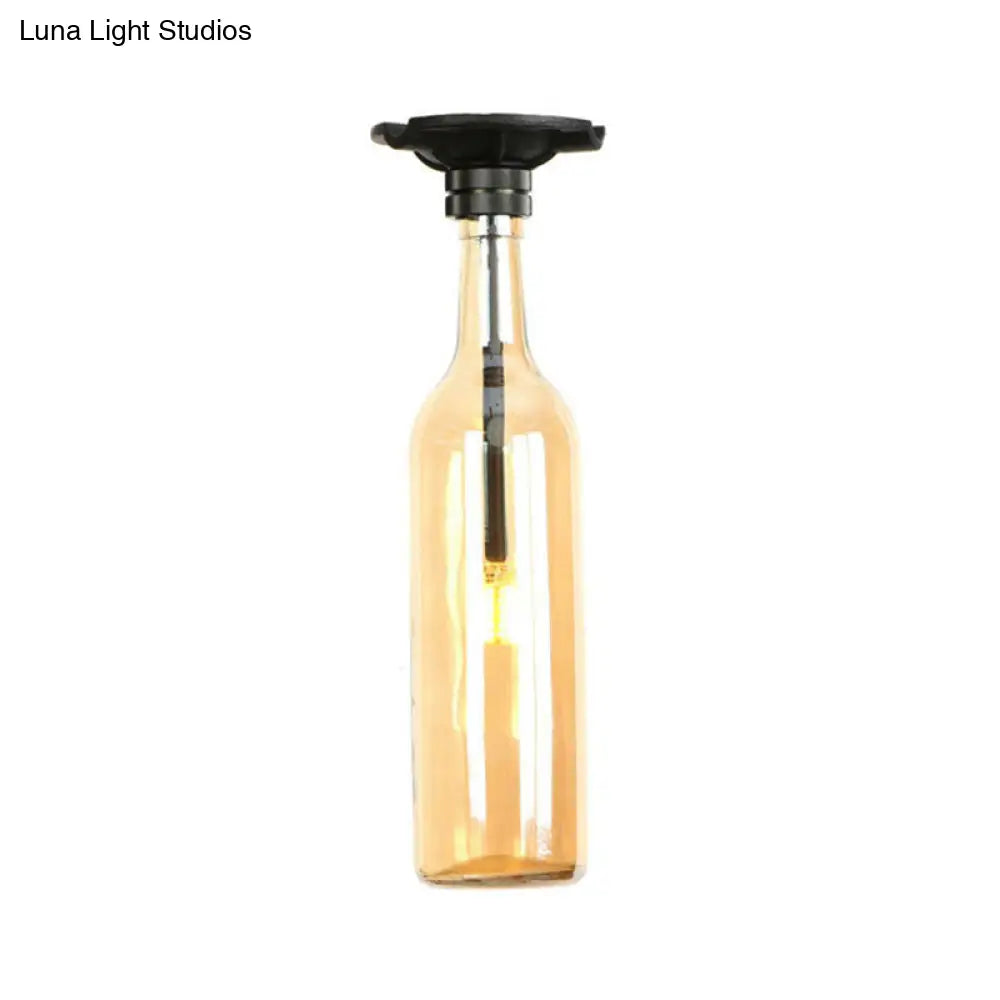 DecorBites™ DecorBites™ Industrial Style Semi-Flush Mount Light with Bottle Glass Shade - Stylish Living Room Lighting