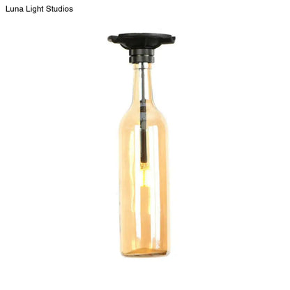 DecorBites™ DecorBites™ Industrial Style Semi-Flush Mount Light with Bottle Glass Shade - Stylish Living Room Lighting