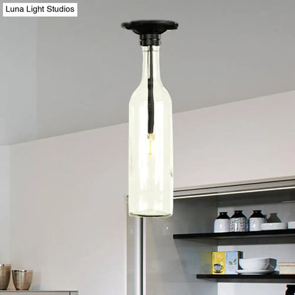 DecorBites™ DecorBites™ Industrial Style Semi-Flush Mount Light with Bottle Glass Shade - Stylish Living Room Lighting