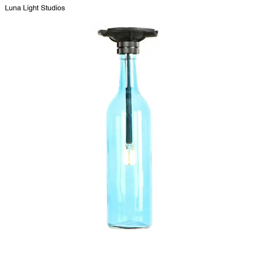 DecorBites™ DecorBites™ Industrial Style Semi-Flush Mount Light with Bottle Glass Shade - Stylish Living Room Lighting