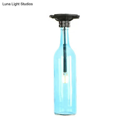 DecorBites™ DecorBites™ Industrial Style Semi-Flush Mount Light with Bottle Glass Shade - Stylish Living Room Lighting