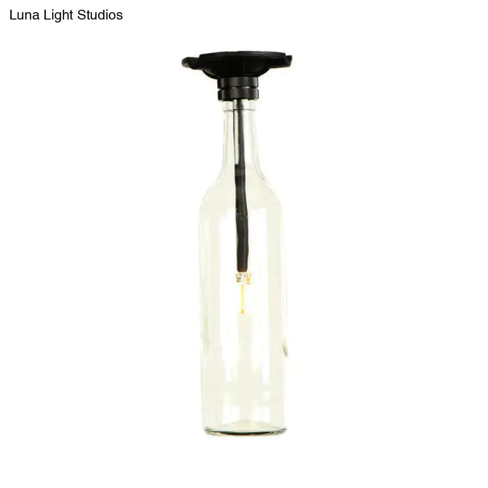 DecorBites™ DecorBites™ Industrial Style Semi-Flush Mount Light with Bottle Glass Shade - Stylish Living Room Lighting