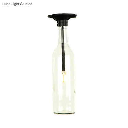 DecorBites™ DecorBites™ Industrial Style Semi-Flush Mount Light with Bottle Glass Shade - Stylish Living Room Lighting
