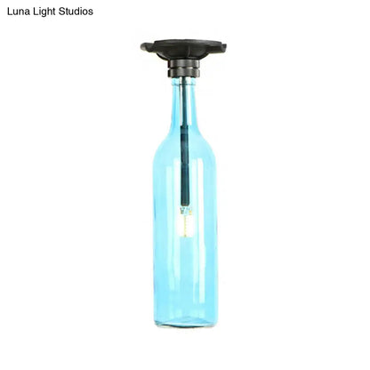 DecorBites™ DecorBites™ Industrial Style Semi-Flush Mount Light with Bottle Glass Shade - Stylish Living Room Lighting