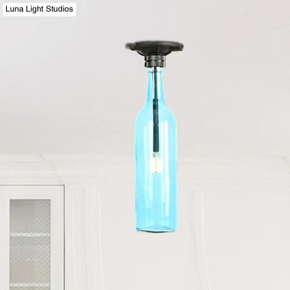DecorBites™ DecorBites™ Industrial Style Semi-Flush Mount Light with Bottle Glass Shade - Stylish Living Room Lighting