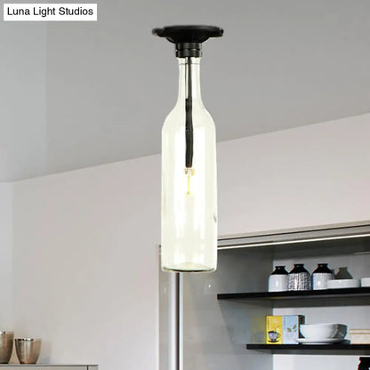 DecorBites™ DecorBites™ Industrial Style Semi-Flush Mount Light with Bottle Glass Shade - Stylish Living Room Lighting