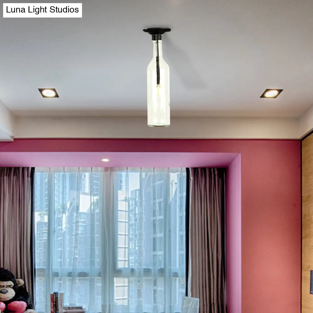 DecorBites™ DecorBites™ Industrial Style Semi-Flush Mount Light with Bottle Glass Shade - Stylish Living Room Lighting