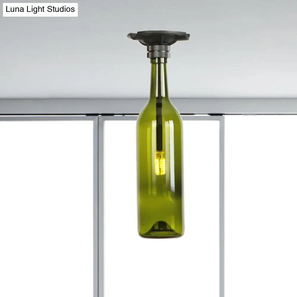 DecorBites™ DecorBites™ Industrial Style Semi-Flush Mount Light with Bottle Glass Shade - Stylish Living Room Lighting