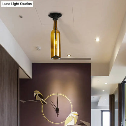 DecorBites™ DecorBites™ Industrial Style Semi-Flush Mount Light with Bottle Glass Shade - Stylish Living Room Lighting