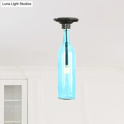DecorBites™ DecorBites™ Industrial Style Semi-Flush Mount Light with Bottle Glass Shade - Stylish Living Room Lighting
