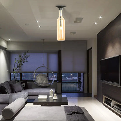 DecorBites™ DecorBites™ Industrial Style Semi-Flush Mount Light with Bottle Glass Shade - Stylish Living Room Lighting