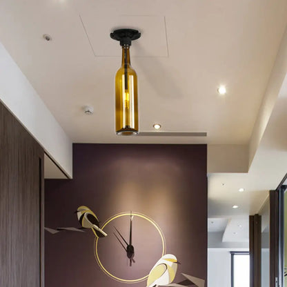 DecorBites™ DecorBites™ Industrial Style Semi-Flush Mount Light with Bottle Glass Shade - Stylish Living Room Lighting