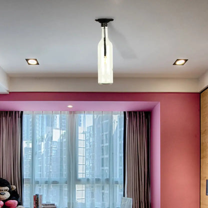 DecorBites™ DecorBites™ Industrial Style Semi-Flush Mount Light with Bottle Glass Shade - Stylish Living Room Lighting