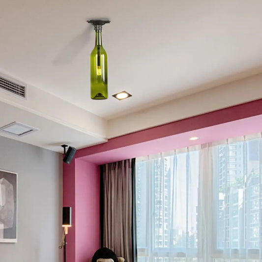 DecorBites™ DecorBites™ Industrial Style Semi-Flush Mount Light with Bottle Glass Shade - Stylish Living Room Lighting