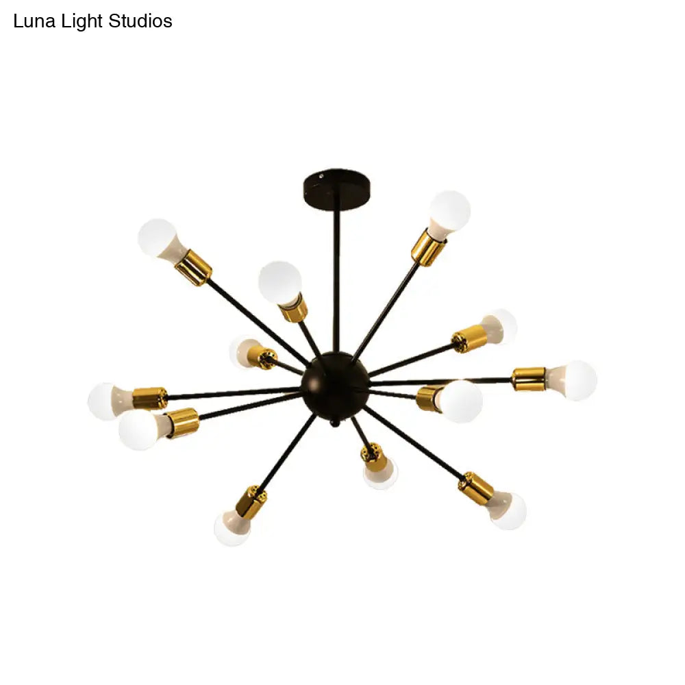 DecorBites™ DecorBites™ Industrial Style Sputnik Semi Flush Mount Ceiling Light Fixture - 12-Lights, Black Finish