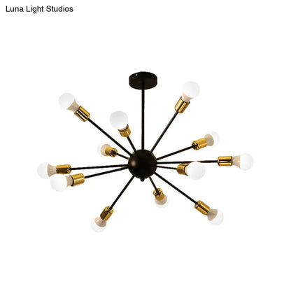 DecorBites™ DecorBites™ Industrial Style Sputnik Semi Flush Mount Ceiling Light Fixture - 12-Lights, Black Finish