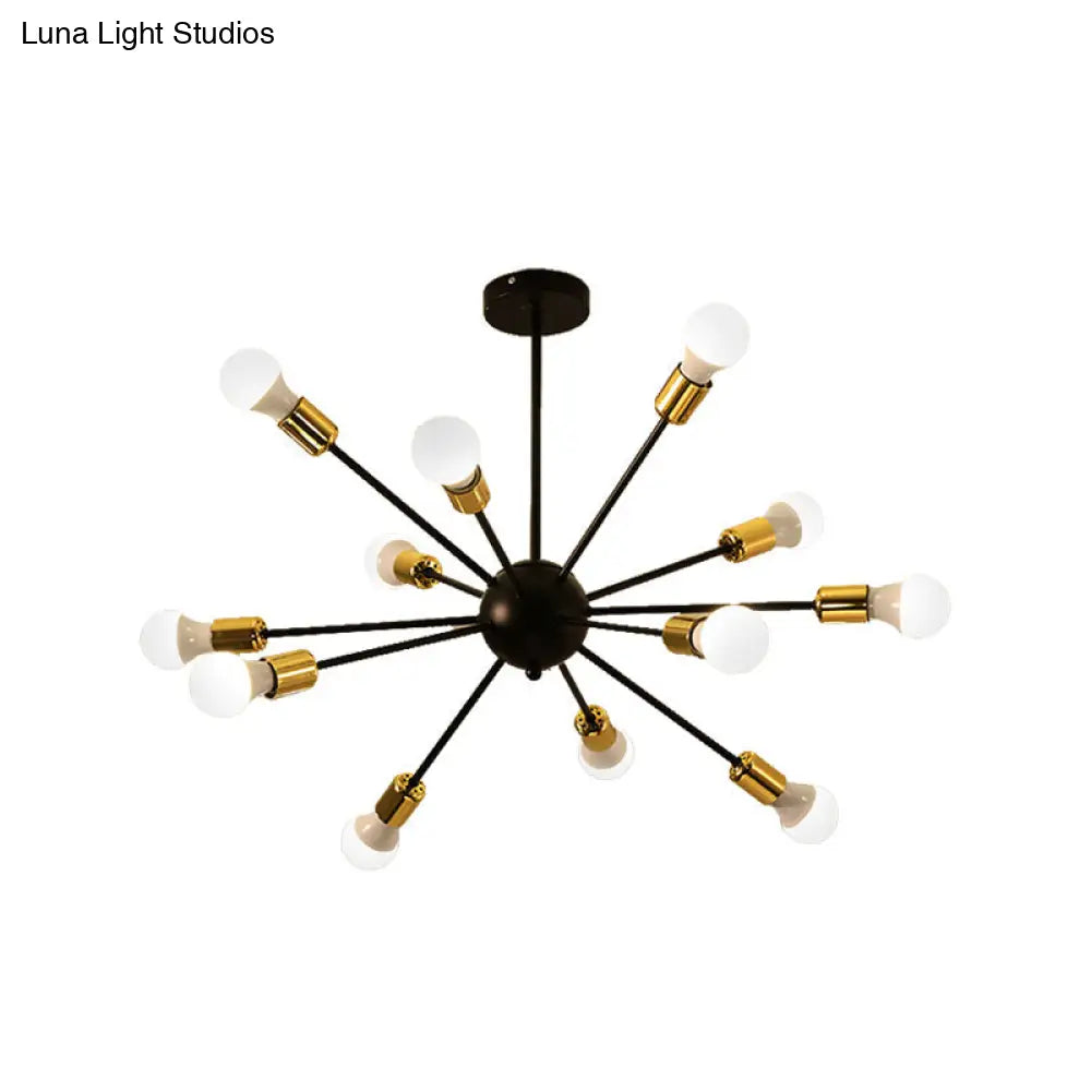 DecorBites™ DecorBites™ Industrial Style Sputnik Semi Flush Mount Ceiling Light Fixture - 12-Lights, Black Finish