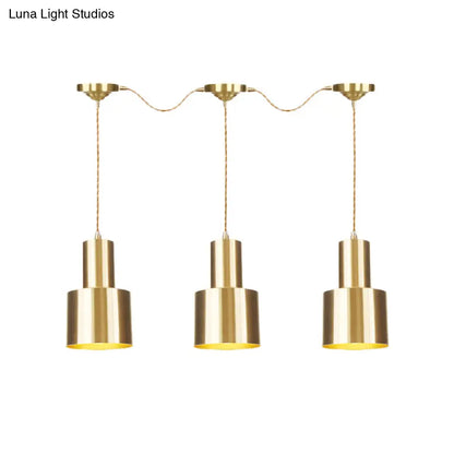 Industrial-Style Tandem Ceiling Pendant Lamp with Metal Gold Finish (3/5/7 Heads)