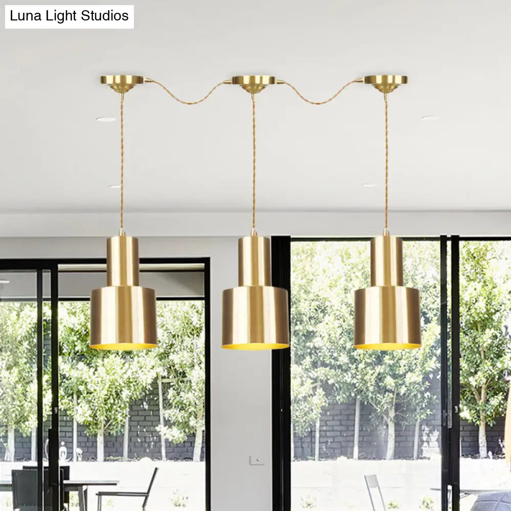 Industrial-Style Tandem Ceiling Pendant Lamp with Metal Gold Finish (3/5/7 Heads)